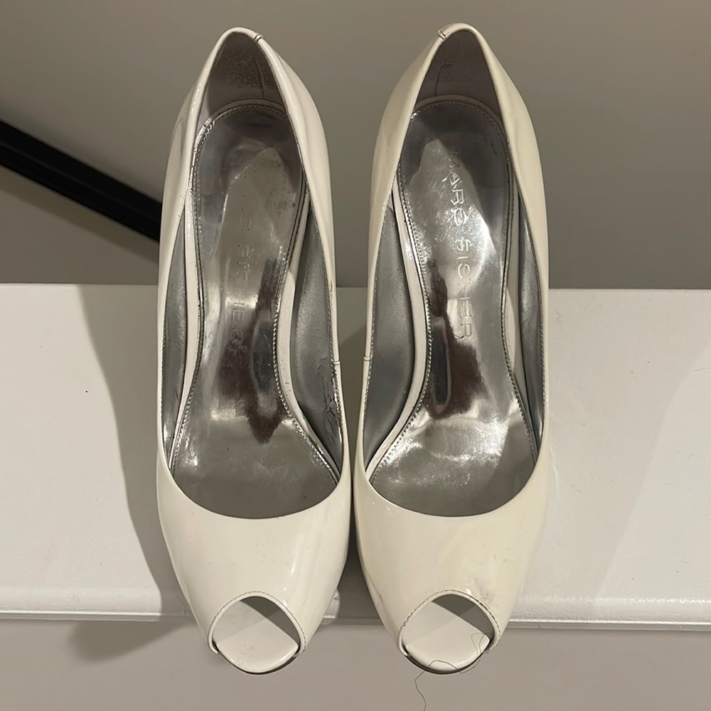 Marc Fisher White Open Toe Pumps